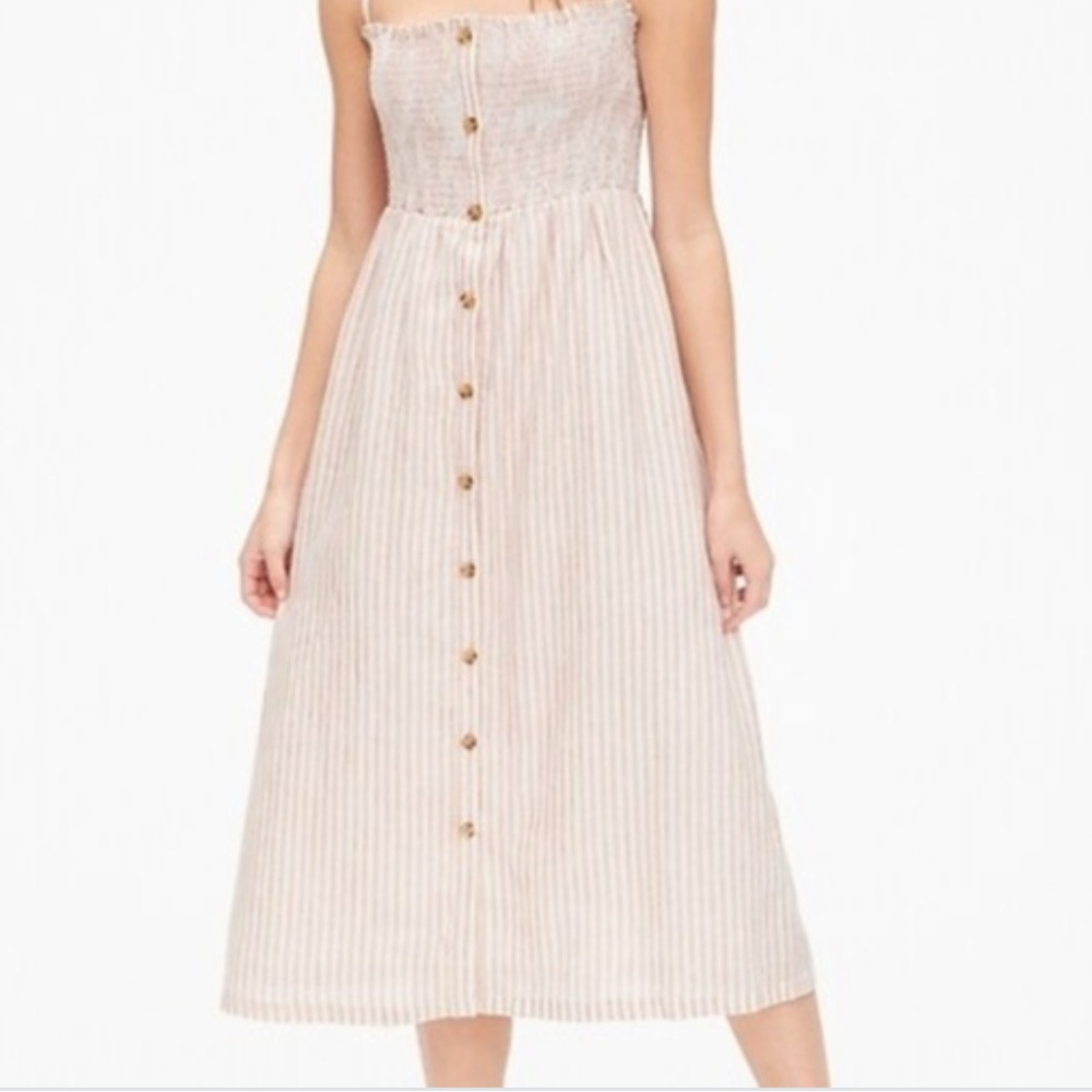 GAP tie stripe midi dress in linen